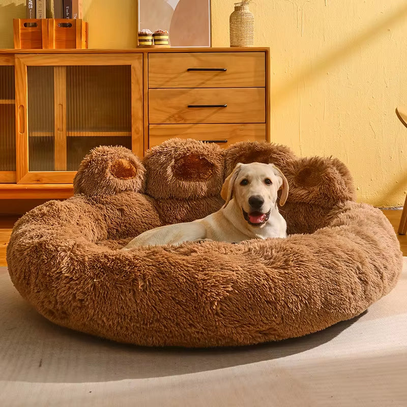 Cute Bear Paw Dog Bed Plush Winter Warm Mat Pets Kennel Large Dog Sleeping Bed Puppy Cat Sofa Blanket Cushion Pets Accessories.