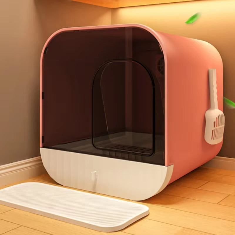 Litter Box Oversized Deodorant Cat Toilet Closed Litter Box Extra Large Splash-Proof Litter Box for Cats.