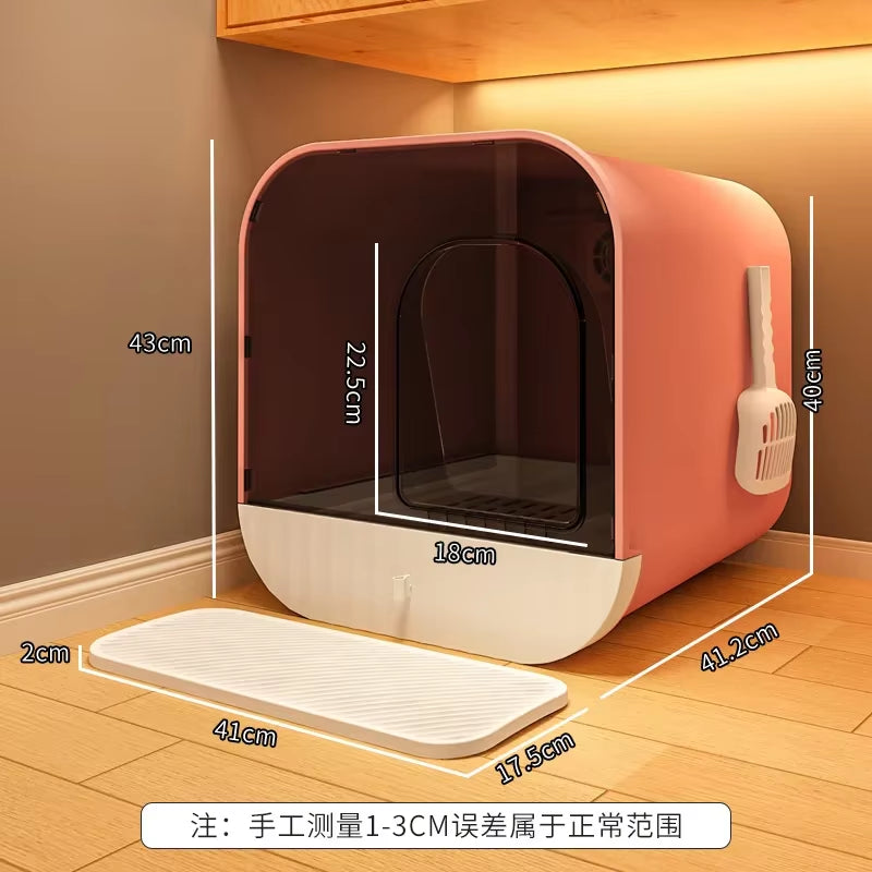 Litter Box Oversized Deodorant Cat Toilet Closed Litter Box Extra Large Splash-Proof Litter Box for Cats.