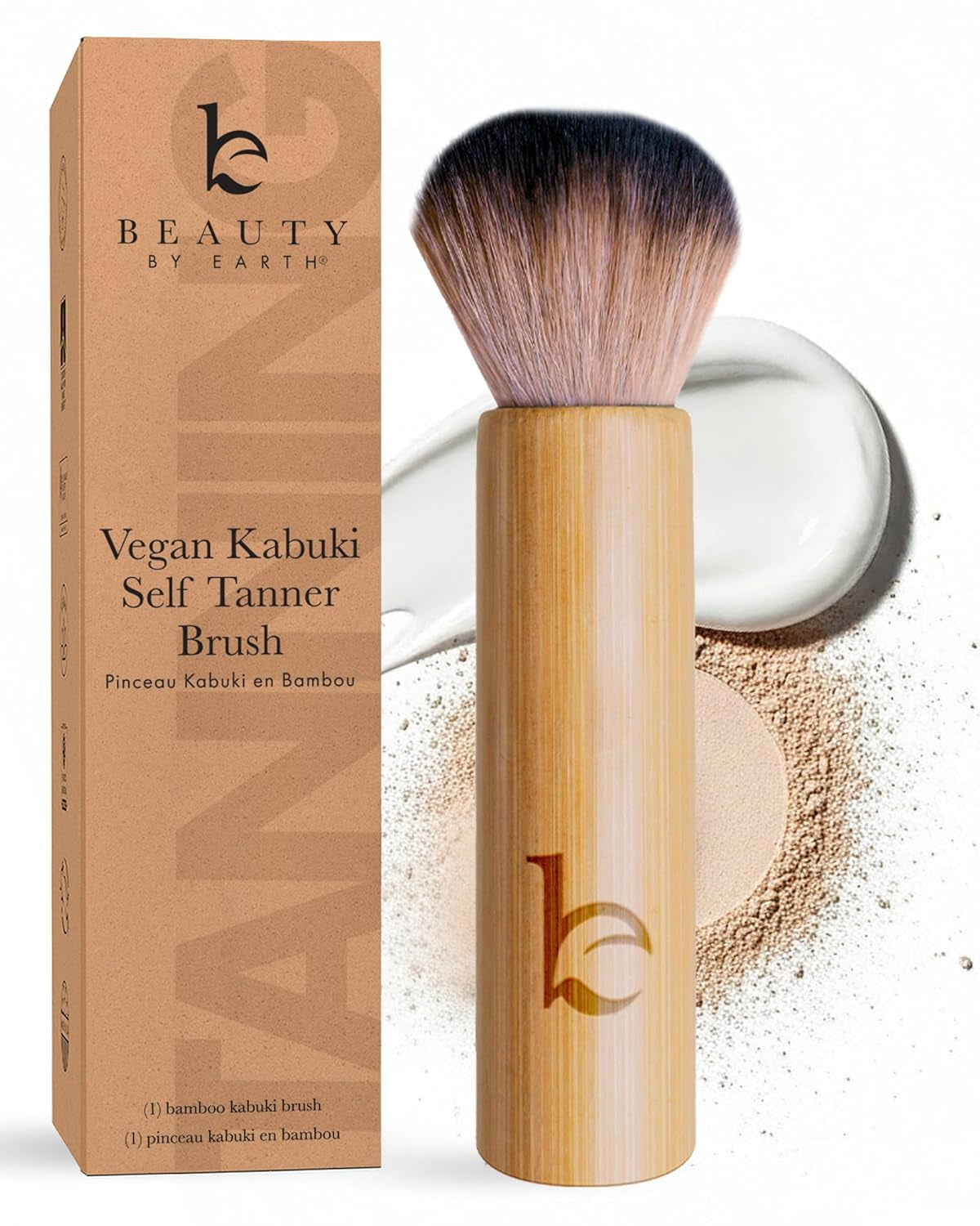 Kabuki Brush for Face - Ultra Soft Bronzer Brush for Blush, Loose Powder, Powder and Liquid Foundation & Self Tanner, Travel Friendy Makeup Blending Tool, Gentle on Skin