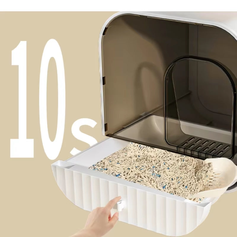 Litter Box Oversized Deodorant Cat Toilet Closed Litter Box Extra Large Splash-Proof Litter Box for Cats.