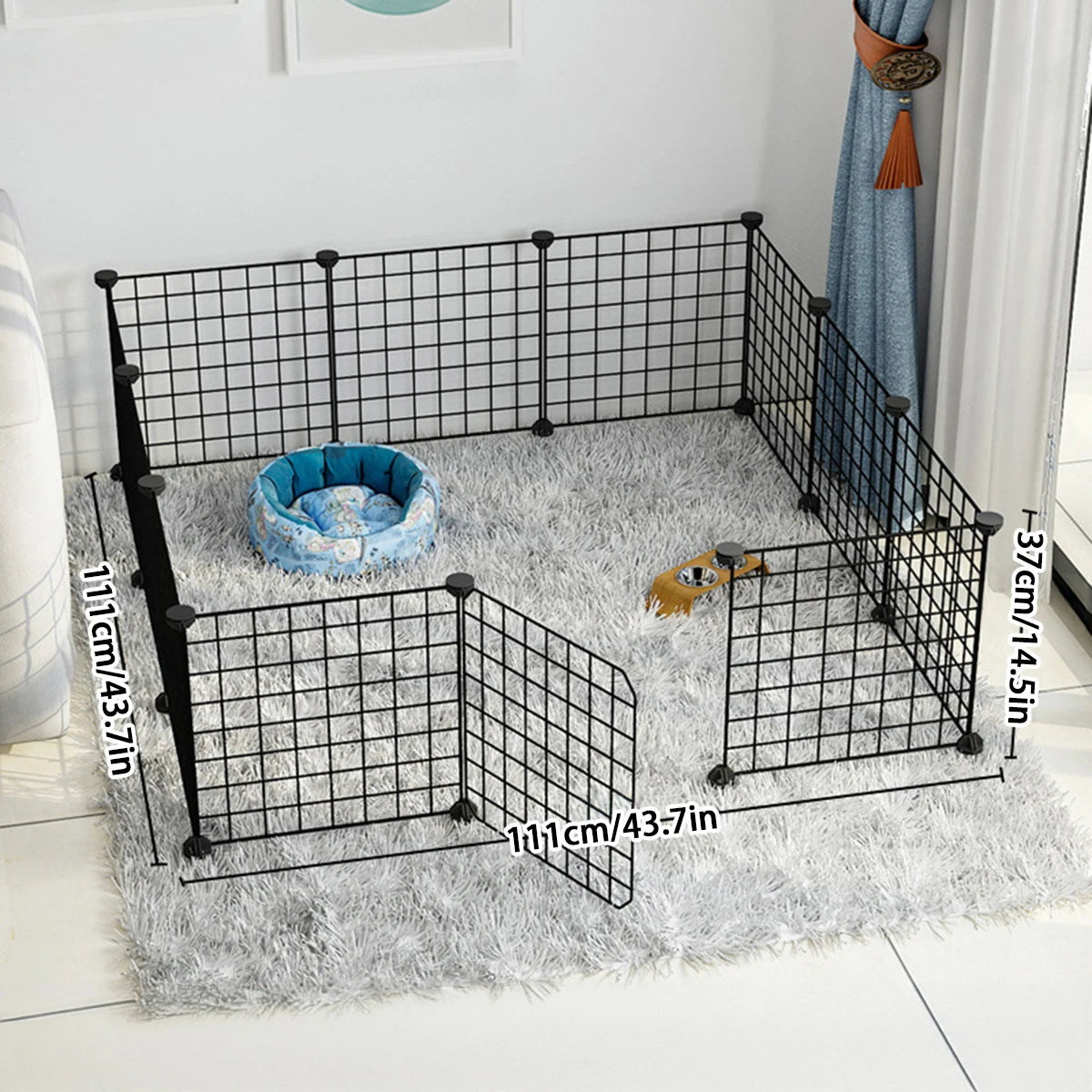 Dog Cage Wire Mesh Fence Indoor Teddy Animal Escape Barrier.