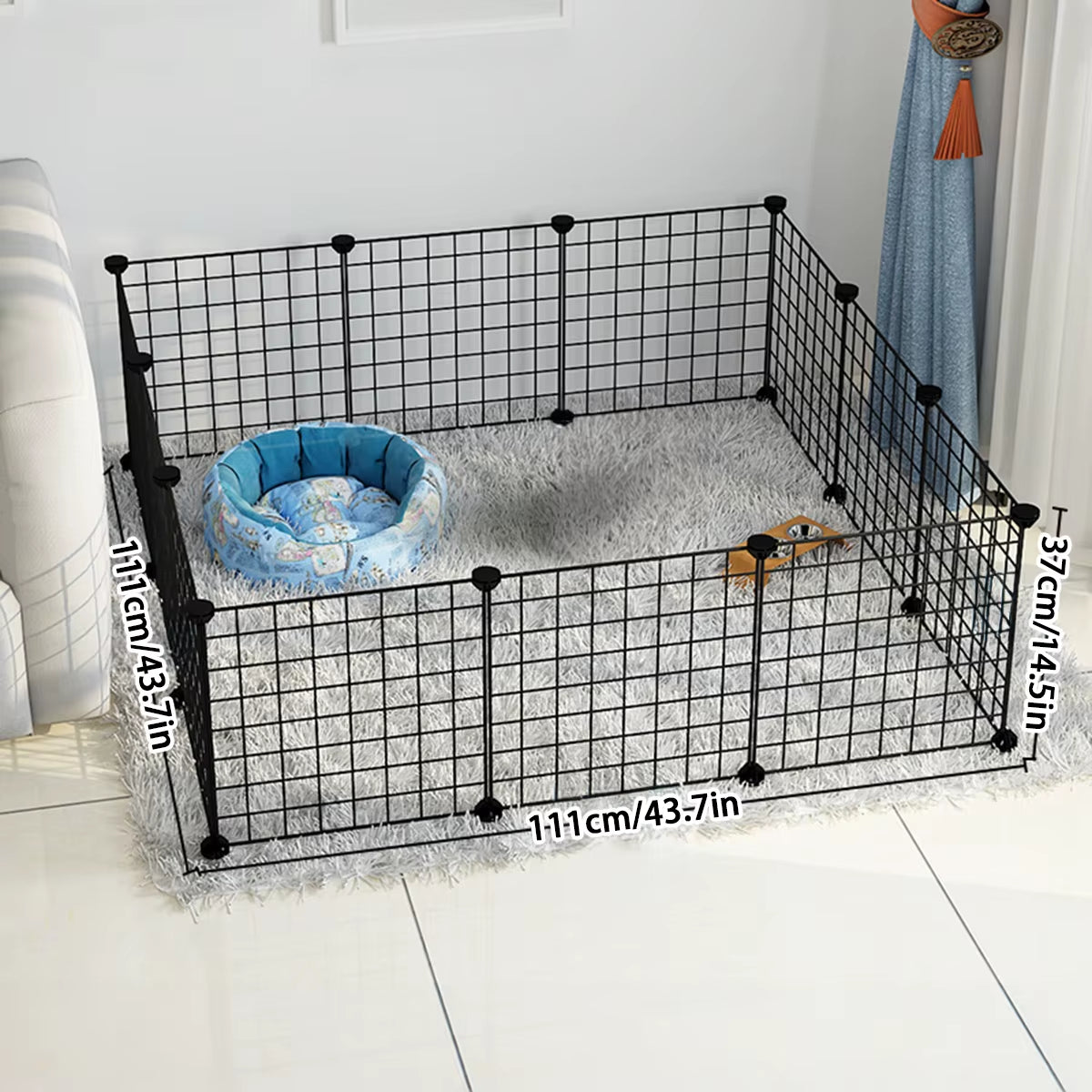 Dog Cage Wire Mesh Fence Indoor Teddy Animal Escape Barrier.