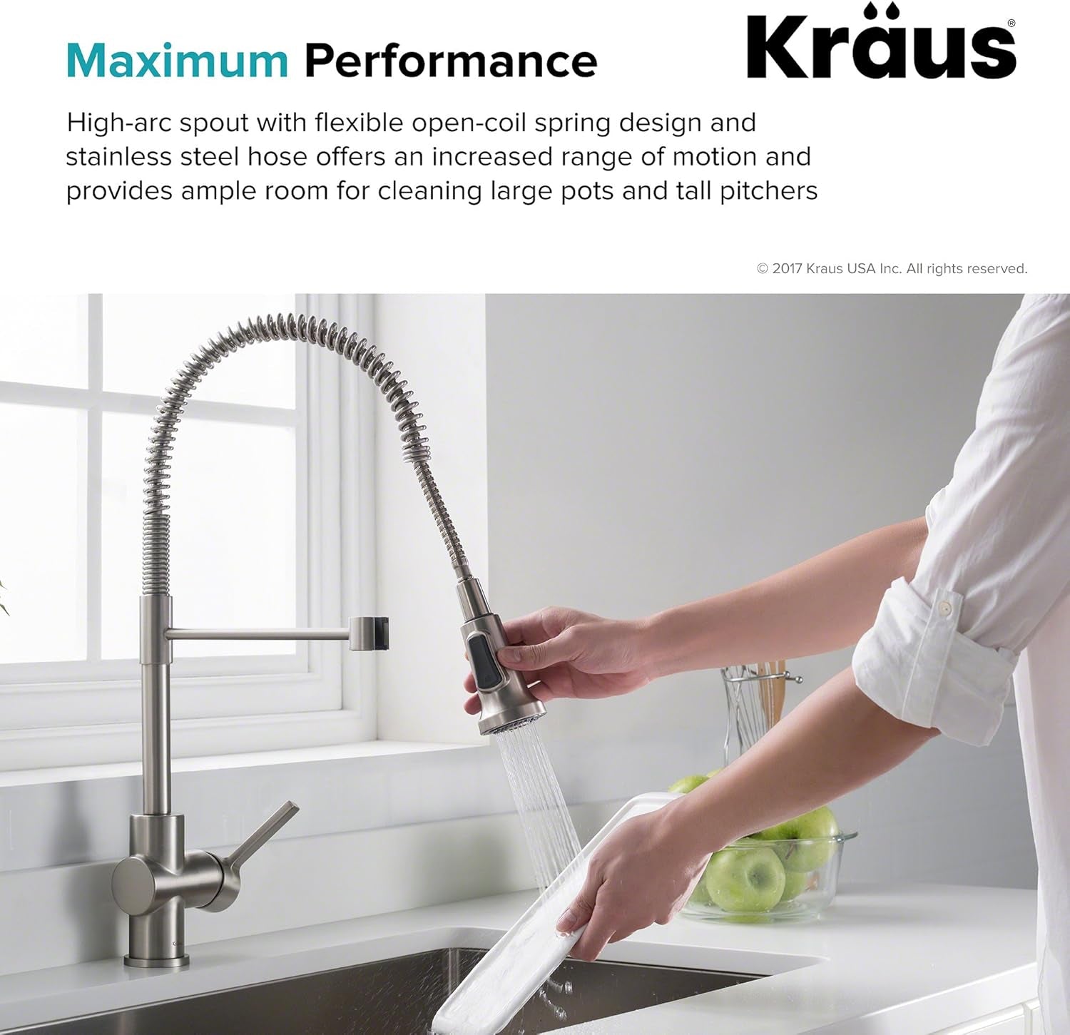 Britt Commercial Style Spot Free Stainless Steel Pre-Rinse Kitchen Faucet with Deck Plate, KPF-1690SFS