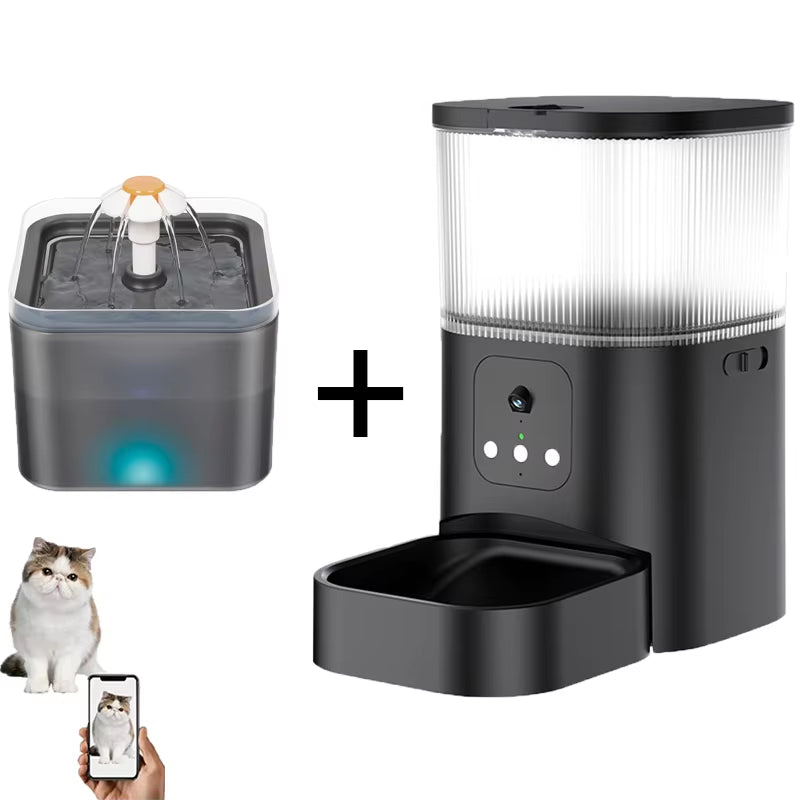 Smart Pet Feeder with Camera Cat Automatic Feeder Supports Voice and Video WIFI Dog Food Feeding Bowl 3L Intelligent Feeder.