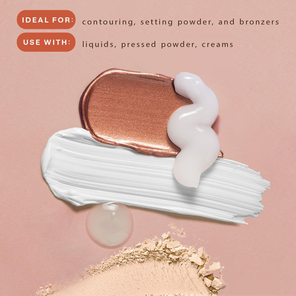 Kabuki Brush for Face - Ultra Soft Bronzer Brush for Blush, Loose Powder, Powder and Liquid Foundation & Self Tanner, Travel Friendy Makeup Blending Tool, Gentle on Skin