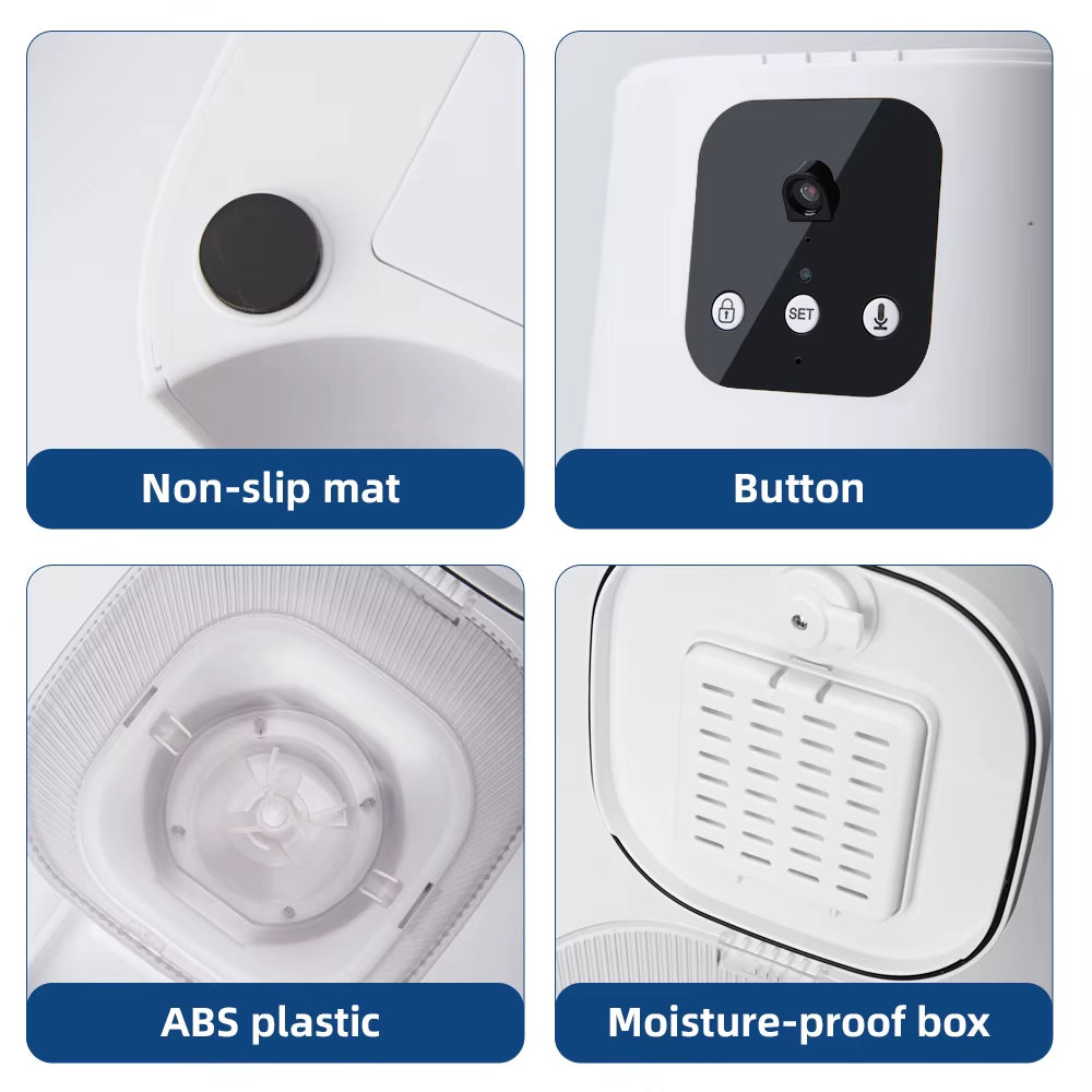 Smart Pet Feeder with Camera Cat Automatic Feeder Supports Voice and Video WIFI Dog Food Feeding Bowl 3L Intelligent Feeder.