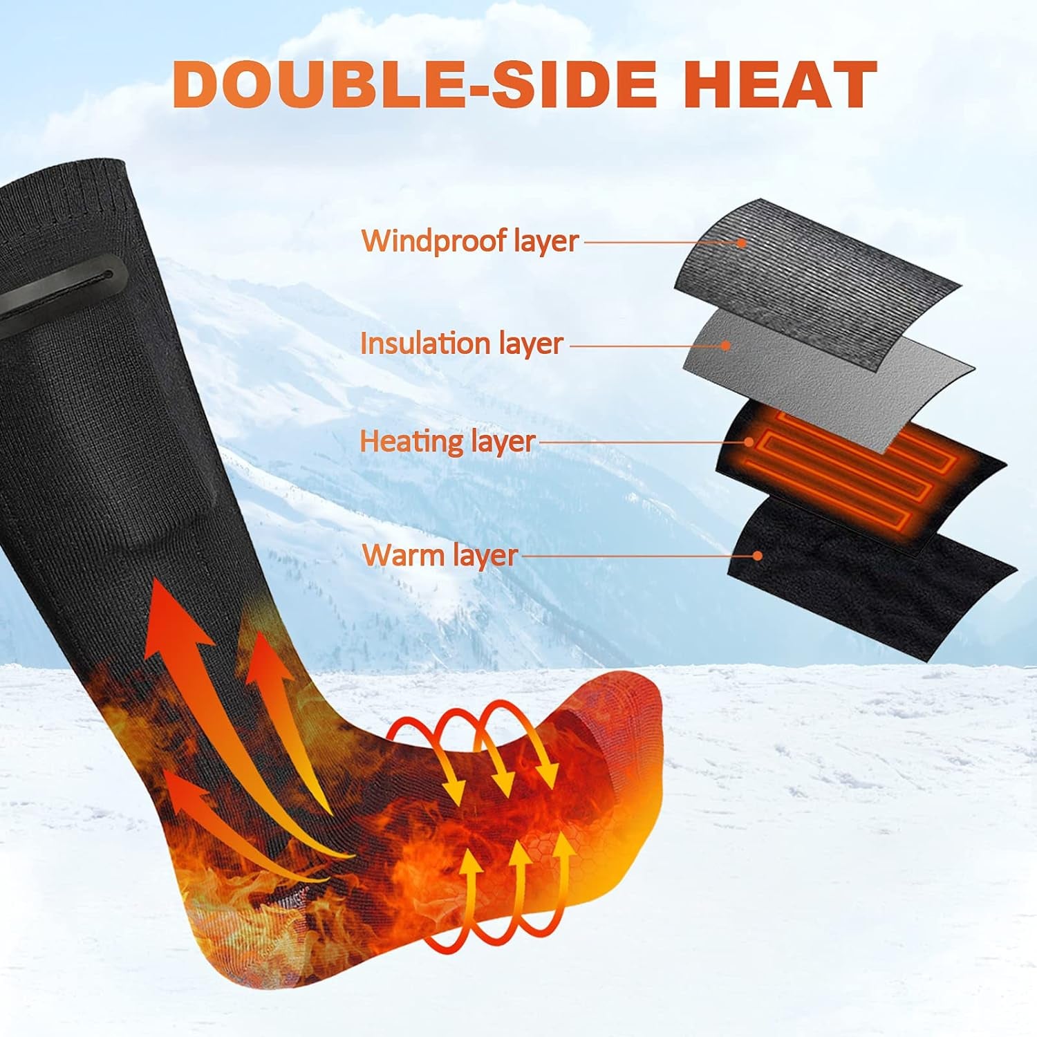 Heated Socks,Electric Heated Socks,4000Mah Foot Warmer Heated Socks,3 Level Settings Heated Socks,Rechargeable Heating Cotton Socks,Foot Warm Socks