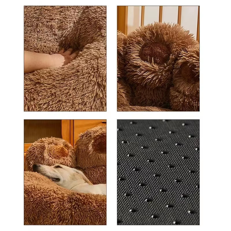 Cute Bear Paw Dog Bed Plush Winter Warm Mat Pets Kennel Large Dog Sleeping Bed Puppy Cat Sofa Blanket Cushion Pets Accessories.