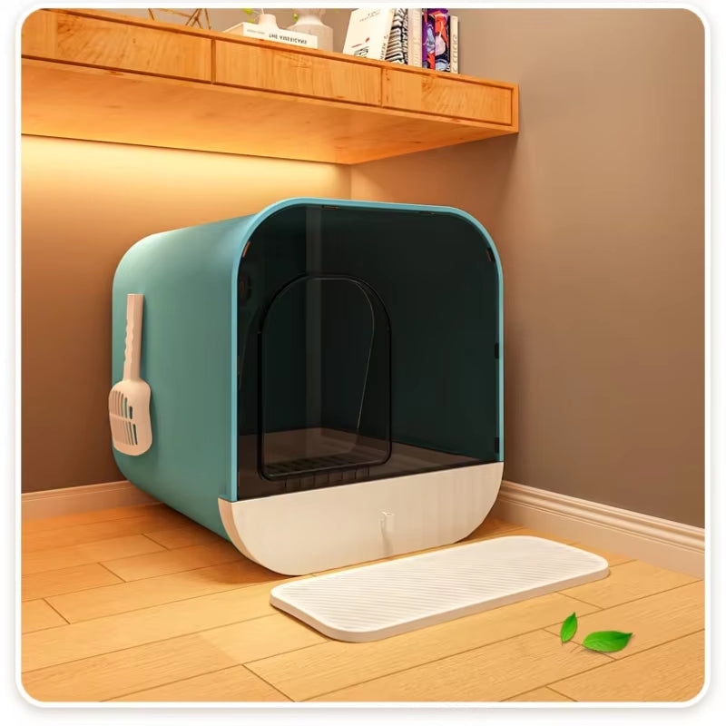 Litter Box Oversized Deodorant Cat Toilet Closed Litter Box Extra Large Splash-Proof Litter Box for Cats.