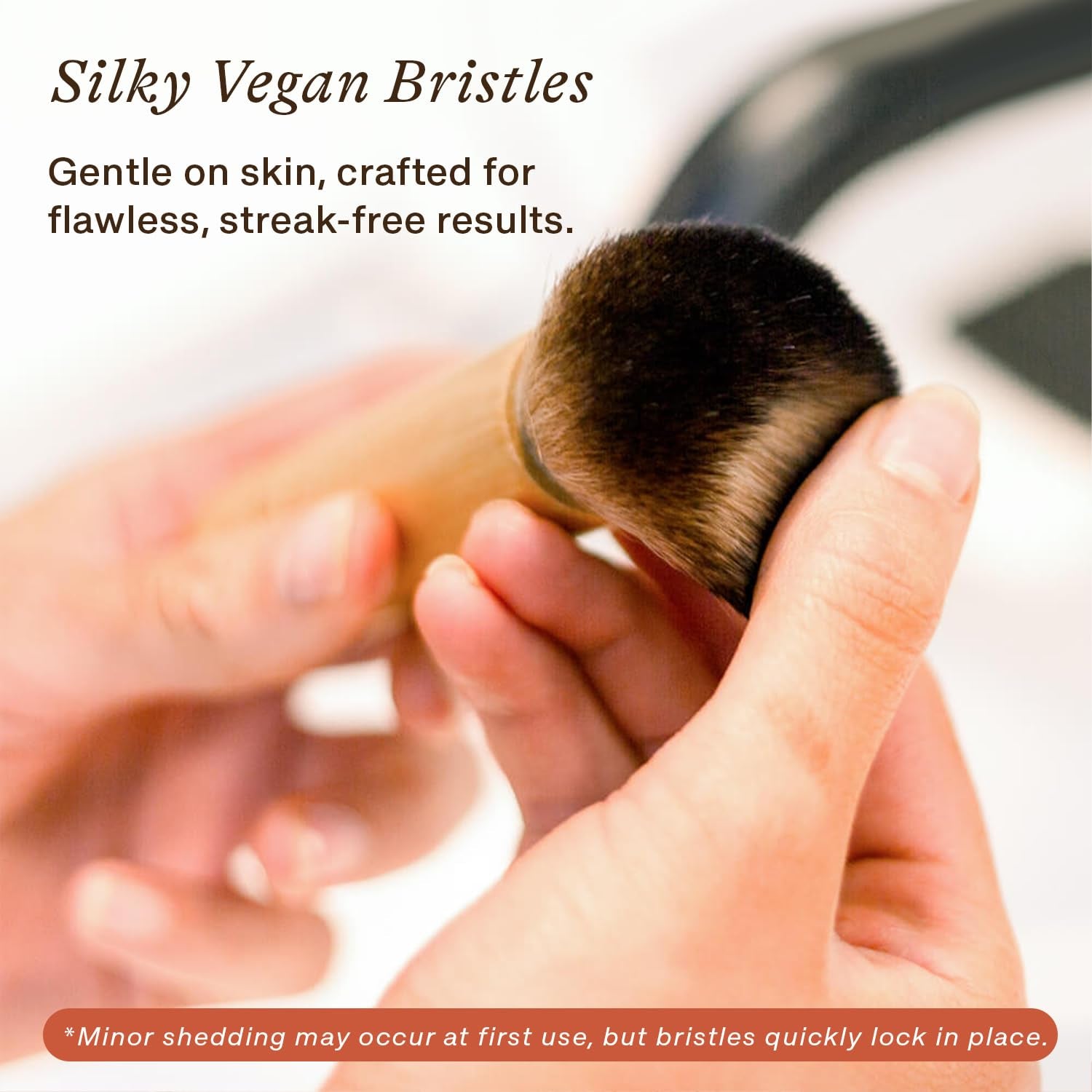 Kabuki Brush for Face - Ultra Soft Bronzer Brush for Blush, Loose Powder, Powder and Liquid Foundation & Self Tanner, Travel Friendy Makeup Blending Tool, Gentle on Skin