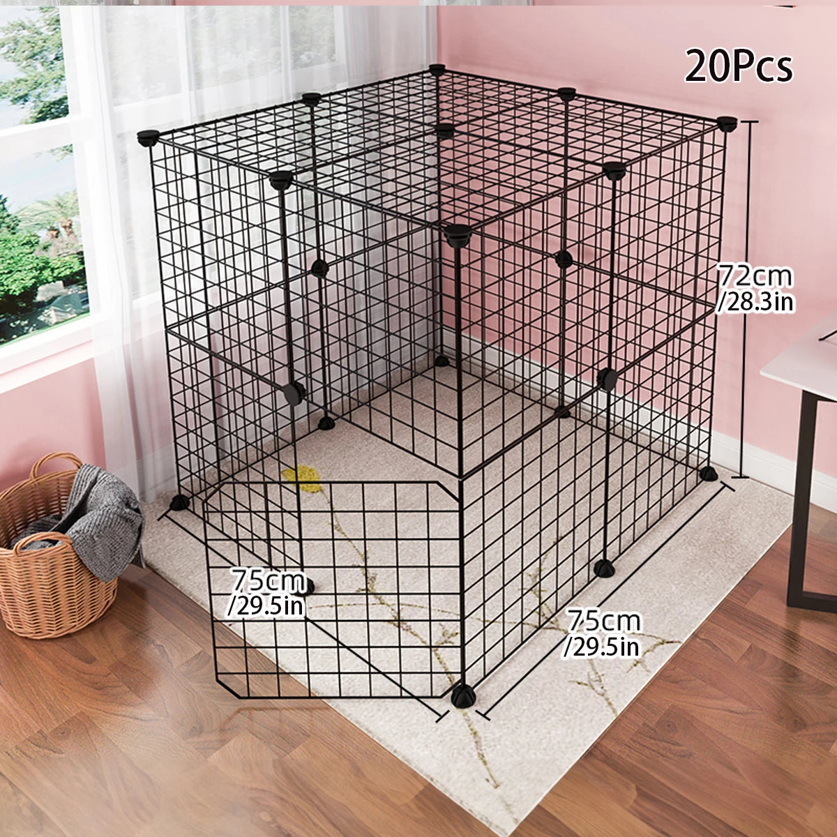 Dog Cage Wire Mesh Fence Indoor Teddy Animal Escape Barrier.
