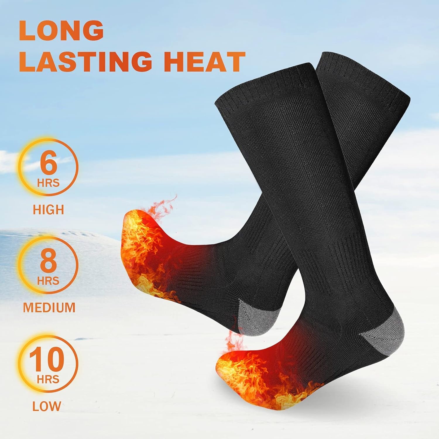 Heated Socks,Electric Heated Socks,4000Mah Foot Warmer Heated Socks,3 Level Settings Heated Socks,Rechargeable Heating Cotton Socks,Foot Warm Socks